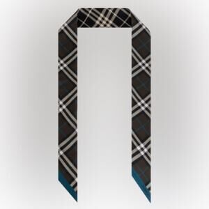 Burberry Black and Blue Plaid Silk Skinny Scarf